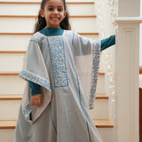 Thoub and Dress Set in Green and Silver