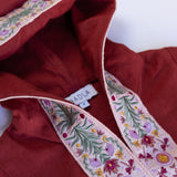 Hooded Kaftan with Embroidery in Maroon