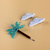 Palm and Clouds Hair Clip Set
