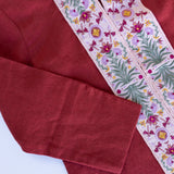 Hooded Kaftan with Embroidery in Maroon