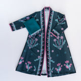 Printed Green Palm Abaya with Shella