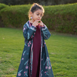 Printed Green Palm Abaya with Shella