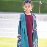 Printed Green Palm Abaya with Shella