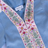 Hooded Kaftan with Embroidery in Blue