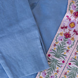 Hooded Kaftan with Embroidery in Blue