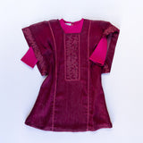 Thoub and Dress Set in Fuchsia and Maroon