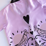 Printed Bird Abaya with Shella in Pink