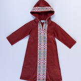 Hooded Kaftan with Embroidery in Maroon