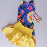 Citron Lemon Print Swimsuit with Skirt