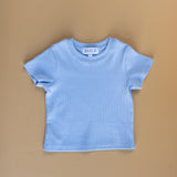 Blue Ribbed T-shirt with crew neck