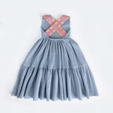 Cross Back Strap Dress with Embroidery