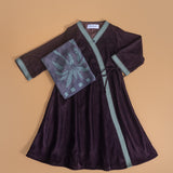 Brown Velvet Wrap Maxi Dress with Printed Shella