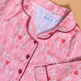 Flying Oryx Printed Pajamas Set in Pink