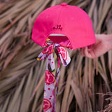 Cap in Hot Pink with Printed Bow Detail in the Back