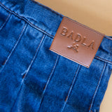 Blue Denim Skirt with Qatar Print