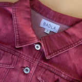 Maroon Denim Jacket with Qatar Print