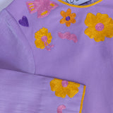 Birds Embroidery Jalabia in Shiny Purple