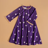 Yellow Polka Dots in Purple Waves Maxi Dress
