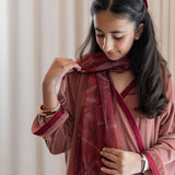 Pink Velvet Wrap Maxi Dress with Printed Shella