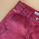 Maroon Wide Leg Jeans with Qatar print