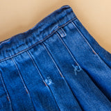 Blue Denim Skirt with Qatar Print