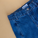 Blue Wide Leg Jeans with Qatar print