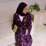 Yellow Polka Dots in Purple Waves Abaya