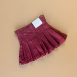 Maroon Denim Skirt with Qatar Print