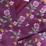 Arabian Garden Printed V Neck Jalabia with Shella in Purple