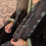 Brown Velvet Wrap Maxi Dress with Printed Shella