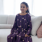 Yellow Polka Dots in Purple Waves Maxi Dress