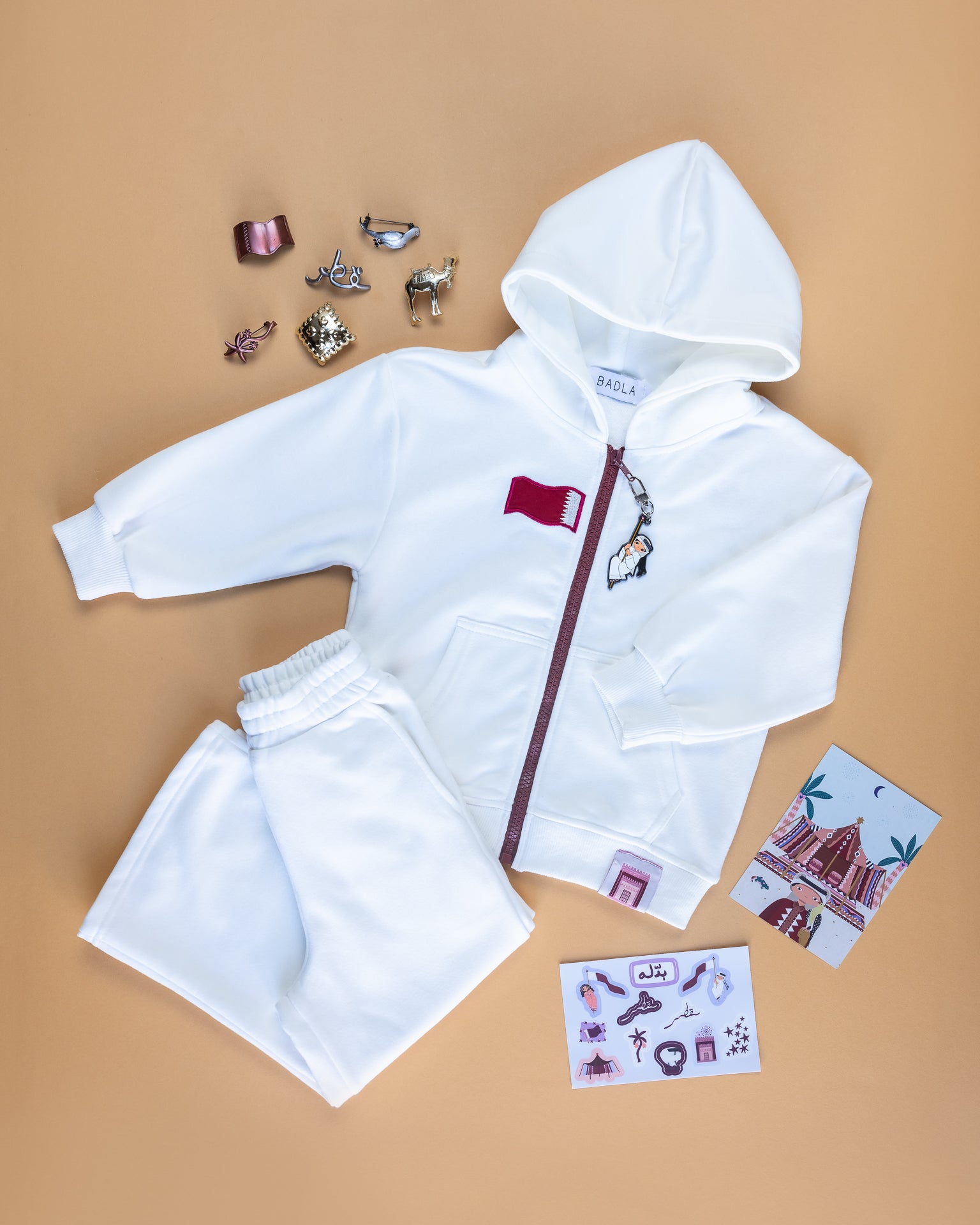 QATAR White Track Suit Set Kit