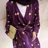 Yellow Polka Dots in Purple Waves Abaya