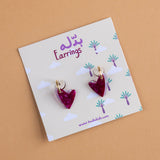 Maroon Heart Earring