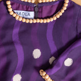Yellow Polka Dots in Purple Waves Maxi Dress