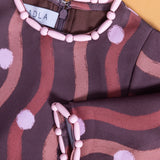 Pink Polka Dots in Brown Waves Maxi Dress