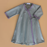 Green Suede Wrap Maxi Dress with Printed Shella