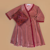 Pink Velvet Wrap Maxi Dress with Printed Shella