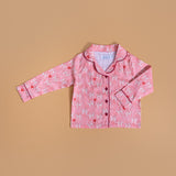 Flying Oryx Printed Pajamas Set in Pink