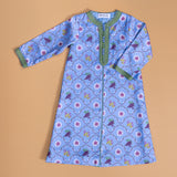 Printed Blue Kaftan with Safifa