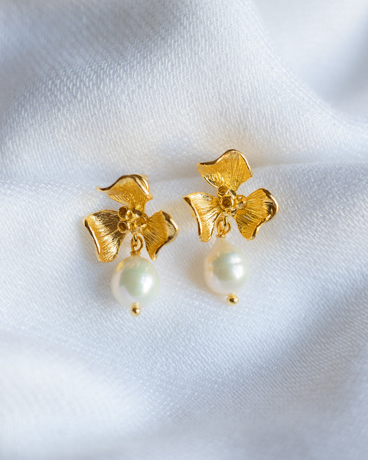 Pearl Blossom Drop Earrings - BADLA X LYNYER