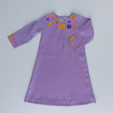 Birds Embroidery Jalabia in Shiny Purple