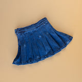 Blue Denim Skirt with Qatar Print