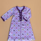 Printed Purple Kaftan with Safifa