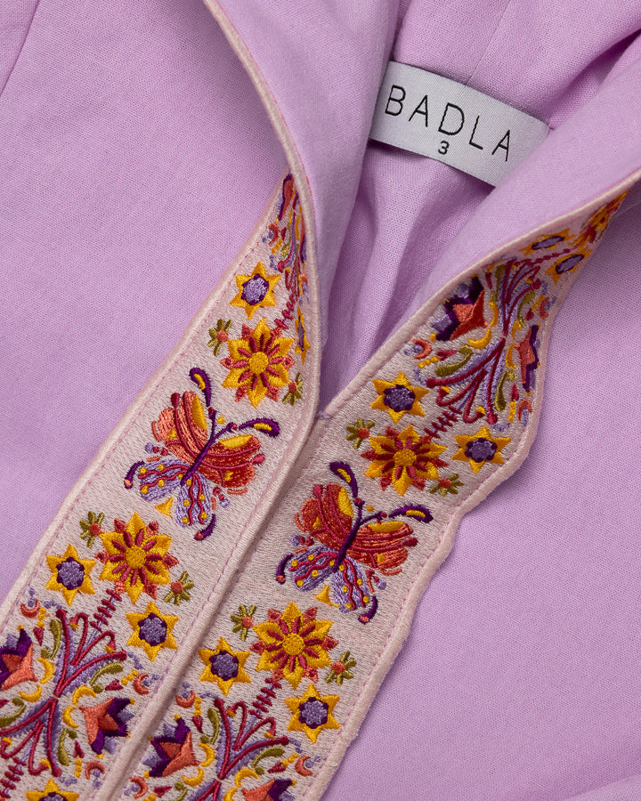 Hooded Kaftan with Embroidery in Pink