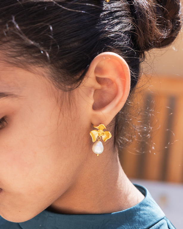 Pearl Blossom Drop Earrings - BADLA X LYNYER