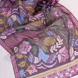 Arabian Garden Printed V Neck Jalabia with Shella in Purple