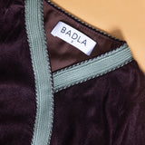 Brown Velvet Wrap Maxi Dress with Printed Shella