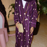 Yellow Polka Dots in Purple Waves Abaya