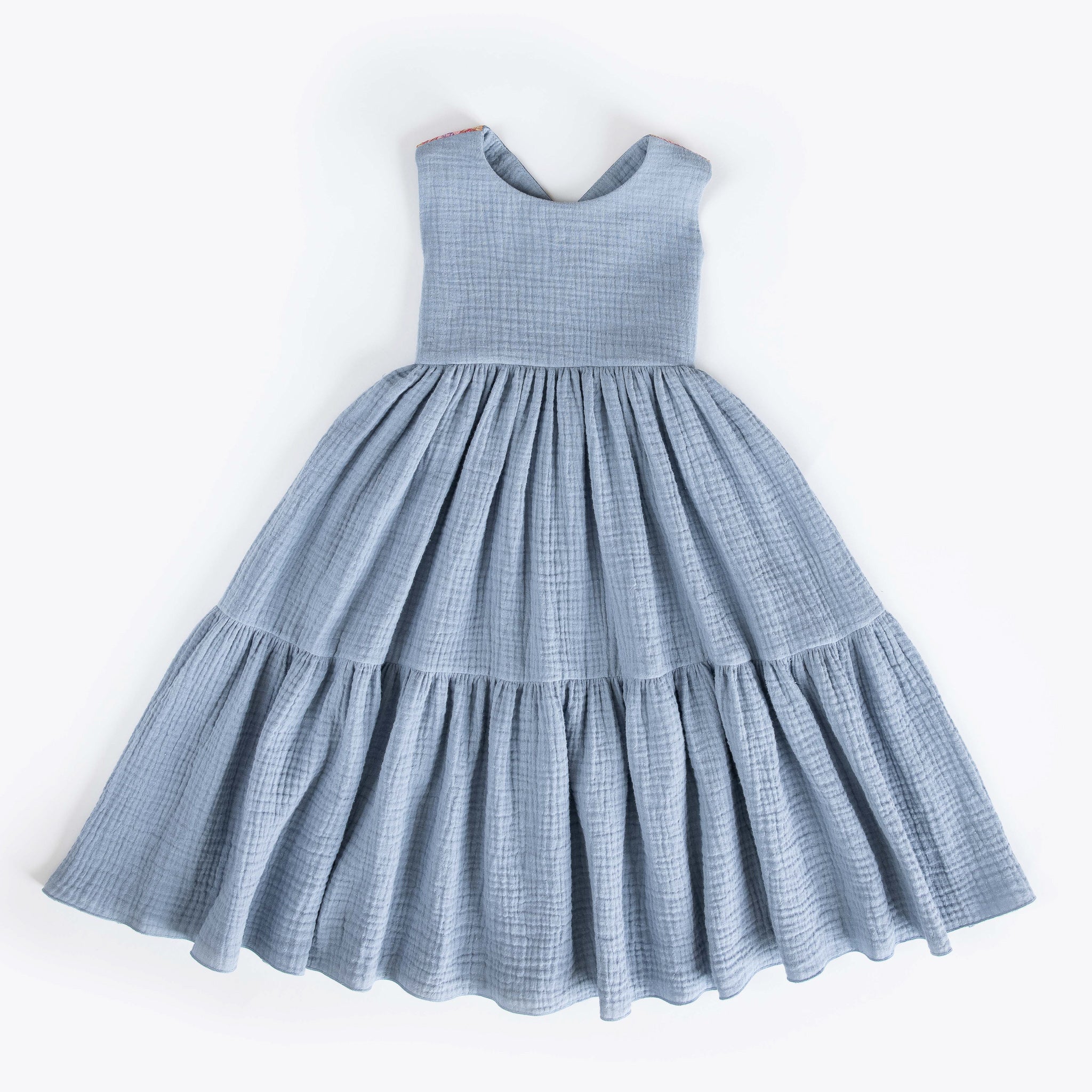 Cross Back Strap Dress with Embroidery